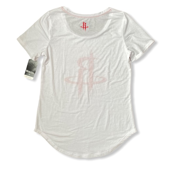 NBA Houston Rockets White ScoopNeck Thin T-Shirt - Picture 2 of 4